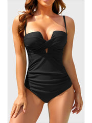Emo - Women's Push Up Wrap Front Swimsuit One Piece Tummy Control Bathing Suits Bandeau Support Slimming Swimwear
