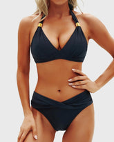 Emo - Women Two Piece Bathing Suits Push Up Bikini Set Halter Swimsuit Vintage Swimwear