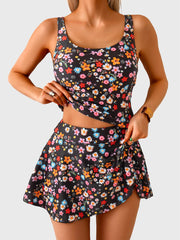 Emo - Tankini Swimsuit for Women Tummy Control Two Piece Bathing Suit High Waisted Tank Top with Swim Skirt