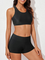 Womens Athletic 3 Piece Tankini Swimsuits with Shorts Swim Tank Tops