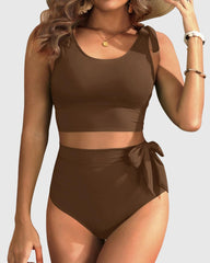 Emo - Two Piece High Waisted Swimsuits Women Tummy Control Bikini Modest Bathing Suit