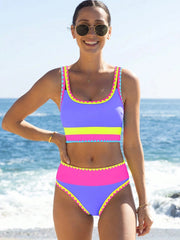 Womens Tummy Control 3 Piece Swimsuit with Skirt High Waisted Bikini