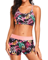 Emo - 3 Piece Tankini Swimsuits for Women Tummy Control Bathing Suits