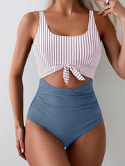 Emo - Women's One Piece Swimsuit Tummy Control Slimming Bathing Suit Cutout Tie Knot Swimwear