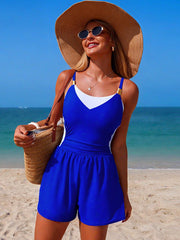 Emo - Women's One Piece Tummy Control Bathing Suits Color Block Full Coverage Swim Rompers