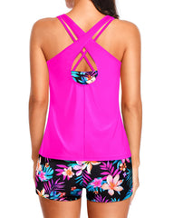 Emo - 3 Piece Tankini Swimsuits for Women Tummy Control Bathing Suits