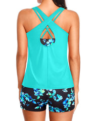 Emo - 3 Piece Tankini Swimsuits for Women Tummy Control Bathing Suits