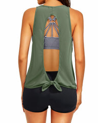 Emo - Women's 3 Piece Scoop Neck Criss Cross Tankini Swimsuits