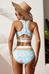 Emo - Black Colorblock Cut Back Bikini Set
