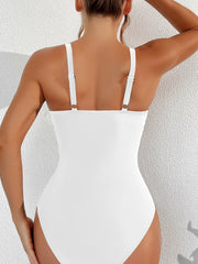 Emo - Women Plus Size One Piece Swimsuit V Neck Mesh Sheer Tummy Control Bathing Suit