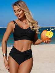 Emo - Women’s High Waisted Tummy Control Bikini Sets Full Coverage Bathing Suit