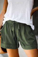 Emo - Womens Drawstring Shorts Summer Elastic Waist Casual Lightweight with Pockets