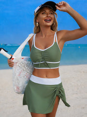 Emo - Women's High Waisted Bikini Sets Tummy Control Swim Skirt Two Piece Swim Suit