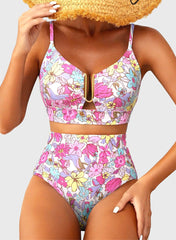 Emo - 2026 Summer Two Piece Bikini Set U-Wire Cutout High Waisted Swimsuit-Black