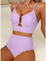 Emo - 2026 Summer Two Piece Bikini Set U-Wire Cutout High Waisted Swimsuit-Black