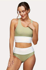 Emo - Red Colorblock Cut Back Bikini Set