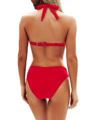 Emo - Women Two Piece Bathing Suits Push Up Bikini Set Halter Swimsuit Vintage Swimwear