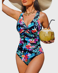 Emo - Women Tummy Control One Piece Swimsuit - Push Up Bathing Suit Full Coverage Slimming Swimwear