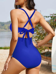 Emo - Women's One Piece Swimsuits Tummy Control Cutout High Waisted Bathing Suit Wrap Tie Back