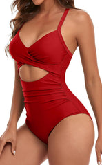 Emo - Women's One Piece Swimsuits Tummy Control Cutout High Waisted Bathing Suit Wrap Tie Back