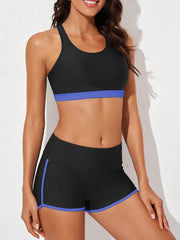 Womens Athletic 3 Piece Tankini Swimsuits with Shorts Swim Tank Tops
