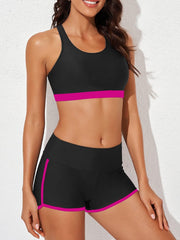 Womens Athletic 3 Piece Tankini Swimsuits with Shorts Swim Tank Tops