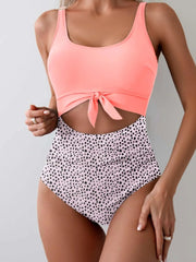 Emo - Women's One Piece Swimsuit Tummy Control Slimming Bathing Suit Cutout Tie Knot Swimwear