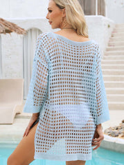 Women Crochet Swimsuit Cover Ups Sexy Mesh Hollow Out Bikini Cover Up Summer Beach Swimwear