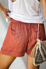 Emo - Womens Drawstring Shorts Summer Elastic Waist Casual Lightweight with Pockets