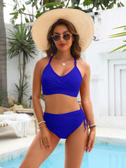 Emo - Womens High Waisted Bikini Sets Drawstring Tummy Control Swimsuits Crisscross Tie Back Bathing Suit