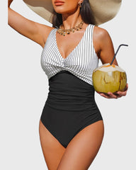 Emo - Women Tummy Control One Piece Swimsuit - Push Up Bathing Suit Full Coverage Slimming Swimwear