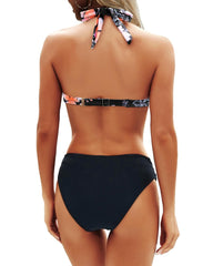 Emo - Women Two Piece Bathing Suits Push Up Bikini Set Halter Swimsuit Vintage Swimwear