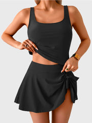 Emo - Tankini Swimsuit for Women Tummy Control Two Piece Bathing Suit High Waisted Tank Top with Swim Skirt