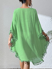 Women Swimsuit Coverup Crochet Chiffon Tassel Cover Ups Dress Summer Swimwear Beach Lace Pullover Bathing Suit