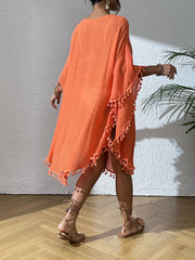 Women Swimsuit Coverup Crochet Chiffon Tassel Cover Ups Dress Summer Swimwear Beach Lace Pullover Bathing Suit