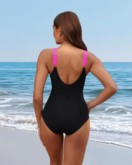 Emo - Women Tummy Control One Piece Swimsuit - Push Up Bathing Suit Full Coverage Slimming Swimwear