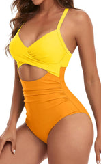 Emo - Women's One Piece Swimsuits Tummy Control Cutout High Waisted Bathing Suit Wrap Tie Back