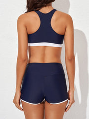 Womens Athletic 3 Piece Tankini Swimsuits with Shorts Swim Tank Tops