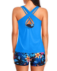 Emo - 3 Piece Tankini Swimsuits for Women Tummy Control Bathing Suits