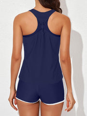 Womens Athletic 3 Piece Tankini Swimsuits with Shorts Swim Tank Tops