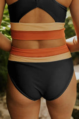 Emo - Sky Blue Colorblock Cut Back Bikini Set