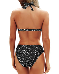Emo - Women Two Piece Bathing Suits Push Up Bikini Set Halter Swimsuit Vintage Swimwear