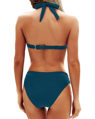 Emo - Women Two Piece Bathing Suits Push Up Bikini Set Halter Swimsuit Vintage Swimwear