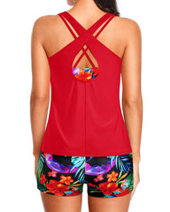 Emo - 3 Piece Tankini Swimsuits for Women Tummy Control Bathing Suits