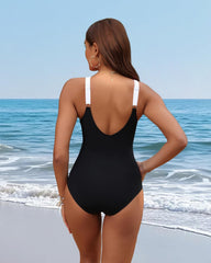 Emo - Women Tummy Control One Piece Swimsuit - Push Up Bathing Suit Full Coverage Slimming Swimwear