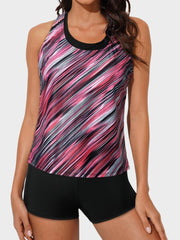 Womens Athletic 3 Piece Tankini Swimsuits with Shorts Swim Tank Tops