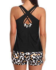 Emo - 3 Piece Tankini Swimsuits for Women Tummy Control Bathing Suits