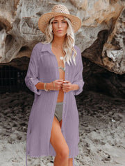 Emo - Black Solid Color Tie Sun-proof Belt Sexy V Neck Cover Up