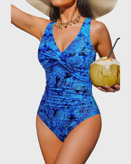 Emo - Women Tummy Control One Piece Swimsuit - Push Up Bathing Suit Full Coverage Slimming Swimwear