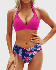 Emo - Women Two Piece Bathing Suits Push Up Bikini Set Halter Swimsuit Vintage Swimwear